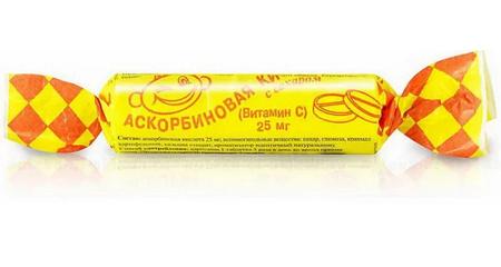 Фото Аскорбиновая кислота с сахаром, таблетки, 10 шт.