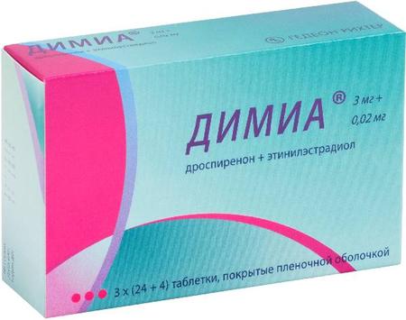 Фото Димиа, таблетки покрыт. плен. об. 3 мг+0.02 мг, 84 шт.