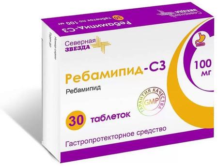 Фото Ребамипид-СЗ, таблетки покрыт. плен. об. 100 мг, 30 шт.