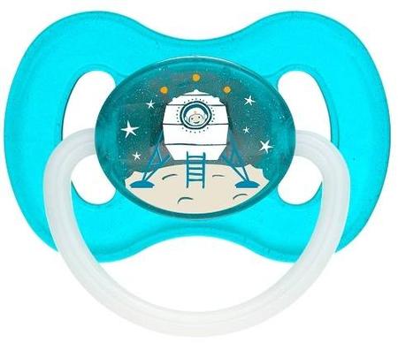 Фото Пустышка круглая латексная бирюзовая Space (0-6 месяцев)