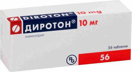 Фото Диротон, таблетки 10 мг, 56 шт.