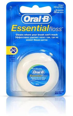 Фото ORAL-B Essential floss, вощеная мятная зубная нить, 50 м Фото ORAL-B Essential floss, вощеная мятная зубная нить, 50 м