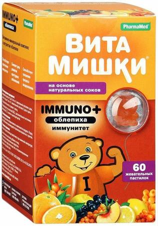 Фото ВитаМишки Иммуно Плюс со вкусом облепихи, жевательные пастилки, 60 шт.
