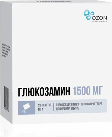 Фото Глюкозамин, порошок 1500 мг, пакетики 4 г, 20 шт.