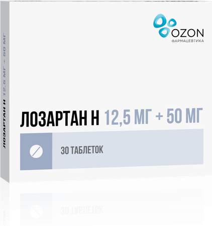 Фото Лозартан Н, таблетки покрыт. плен. об. 12.5 мг+50 мг, 30 шт.