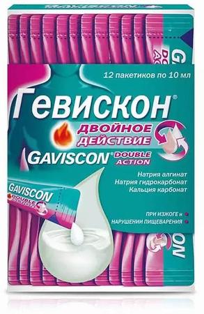 Фото Гевискон Двойное Действие, суспензия (мята), саше 10 мл, 12 шт.