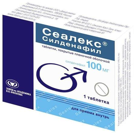 Фото Сеалекс Силденафил, таблетки покрыт. плен. об. 100 мг, 1 шт.