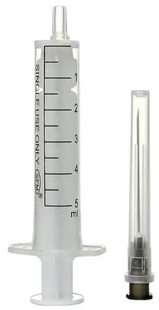 Фото SFM, шприц двухкомпонентный одноразовый стерильный с иглой 22G 0.70 х 40-1/2", 5 мл