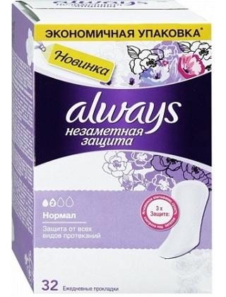 Фото Always Нормал Дуо Незаметная защита, прокладки ежедневные ароматизированные, 32 шт.