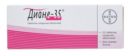 Фото Диане-35, таблетки в пленочной оболочке 2 мг+0.035 мг, 21 шт.