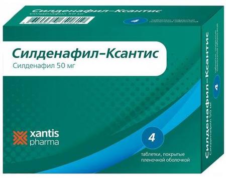Фото Силденафил-Ксантис табл п/о плен 50 мг х4