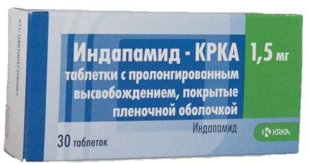 Фото Индапамид-КРКА, таблетки покрыт. плен. об. 1,5 мг, 30 шт.