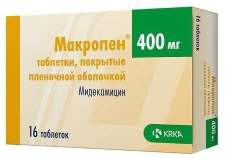 Фото Макропен, таблетки покрыт. плен. об. 400 мг, 16 шт.