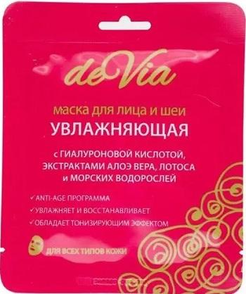 Фото Девиа, маска тканевая для лица и шеи увлажняющая, 1 шт.