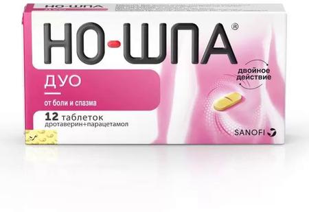 Фото Но-шпа Дуо, таблетки 40 мг+500 мг, 12 шт.