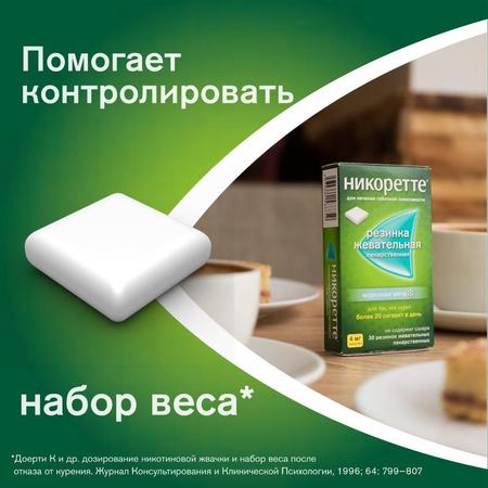 Фото Никоретте, резинка жевательная 2 мг (морозная мята), 30 шт.