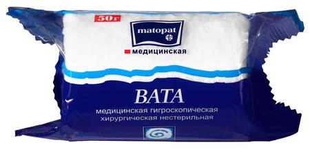 Фото Вата Matopat хирургическая гигроскопическая нестерильная, 50 г Фото Вата Matopat хирургическая гигроскопическая нестерильная, 50 г