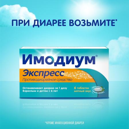 Фото Имодиум Экспресс, таблетки-лиофилизат 2 мг, 6 шт.