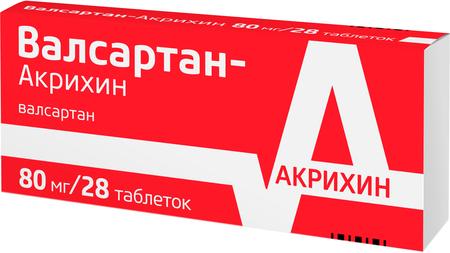 Фото Валсартан-Акрихин, таблетки покрыт. плен. об. 80 мг, 28 шт.
