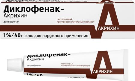 Фото Диклофенак-Акрихин, гель 1%, 40 г