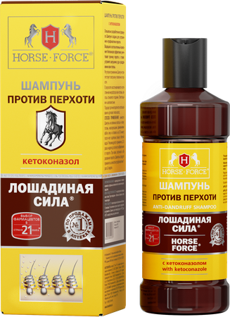 Фото Лошадиная сила, шампунь против перхоти с кетоконазолом, 250 мл