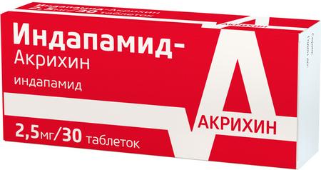 Фото Индапамид-Акрихин, таблетки покрыт. плен. об. 2.5 мг, 30 шт.