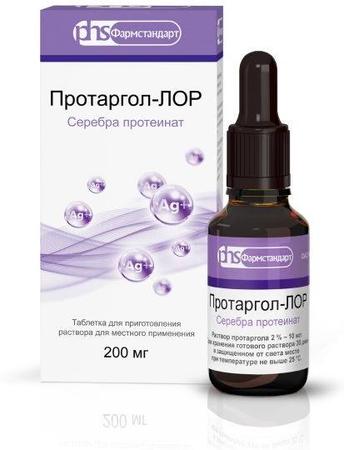 Фото Протаргол-Лор, таблетки д/приг раствора 200 мг, 1 шт.
