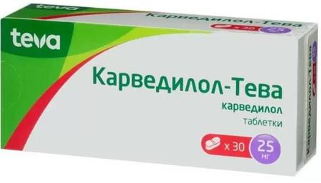 Фото Карведилол-Тева, таблетки 25 мг, 30 шт.