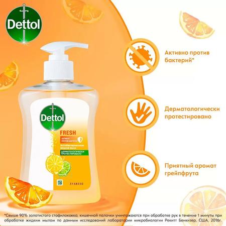 Фото Деттол, антибактериальное жидкое мыло с ароматом грейпфрута, 250 мл Фото Деттол, антибактериальное жидкое мыло с ароматом грейпфрута, 250 мл