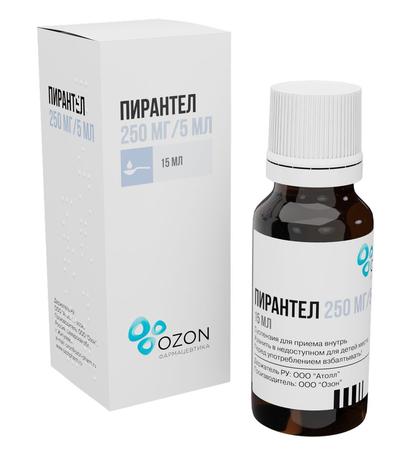 Фото Пирантел, суспензия 250 мг/5 мл, 15 мл