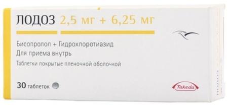 Фото Лодоз, таблетки покрыт. плен. об. 2.5 мг+6.25 мг, 30 шт.