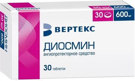 Фото Диосмин, таблетки покрыт. плен. об. 600 мг (Вертекс), 30 шт.