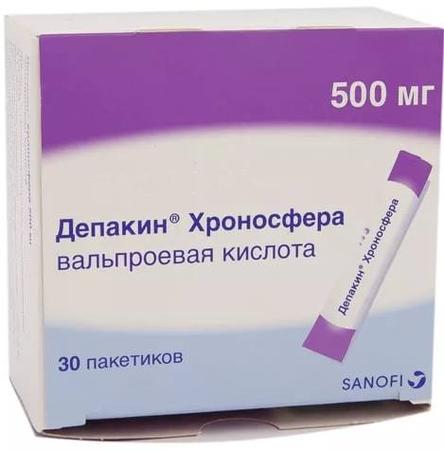 Фото Депакин Хроносфера, гранулы пролонг. 500 мг, 30 шт.