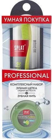 Фото Сплат Professional, набор (зубная щетка Ultra Complete средней жесткости +зубная нить DentalFloss (бергамот-лайм))