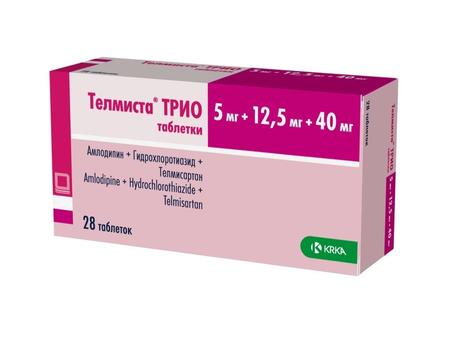 Фото Телмиста Трио таблетки 5 мг +12,5 мг +40 мг, 28 шт.