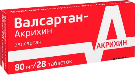 Фото Валсартан-Акрихин, таблетки покрыт. плен. об. 80 мг, 28 шт. Фото Валсартан-Акрихин, таблетки покрыт. плен. об. 80 мг, 28 шт.