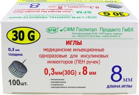 Фото SFM, игла для шприц-ручек 30G, 0.30 х 8 мм, 100 шт.