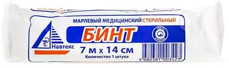 Фото Бинт марлевый стерильный, 7 м х 14 см