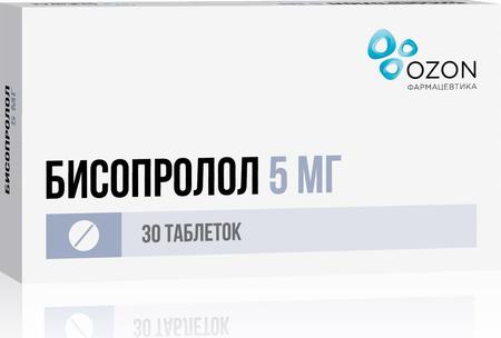 Фото Бисопролол, таблетки покрыт. плен. об. 5 мг (Озон), 30 шт. Фото Бисопролол, таблетки покрыт. плен. об. 5 мг (Озон), 30 шт.