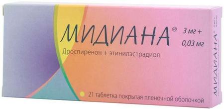Фото Мидиана, таблетки покрыт. плен. об. 3 мг+30 мкг, 21 шт.
