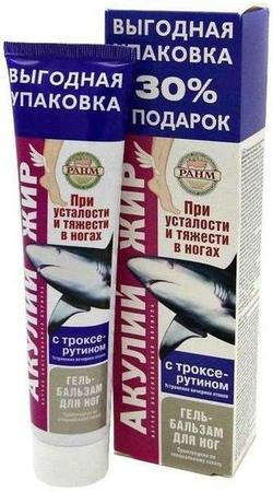 Фото Акулий жир, гель-бальзам для ног (троксерутин), 125 мл
