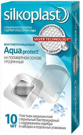 Фото Silkoplast Aguaprotect, пластырь влагонепроницаемый прозрачный (бактерицидный с серебром), 10 шт.
