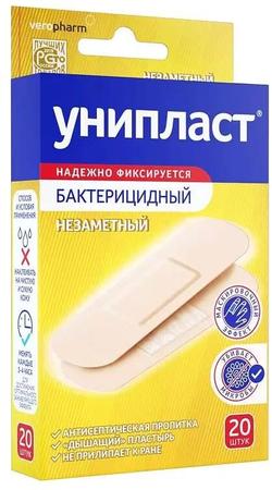 Фото Унипласт, лейкопластырь бактерицидный незаметный 1.9 см х 7.2 см, 20 шт.