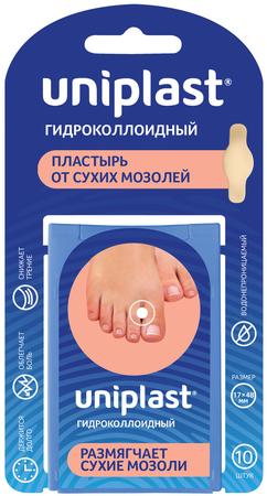 Фото Унипласт, пластырь гидроколлоидный от сухих мозолей 17 мм х 48 мм, 10 шт.