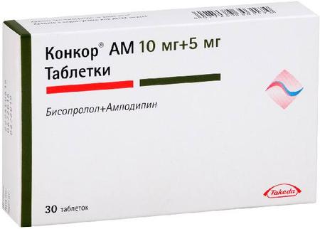 Фото Конкор АМ, таблетки 10 мг+5 мг, 30 шт.