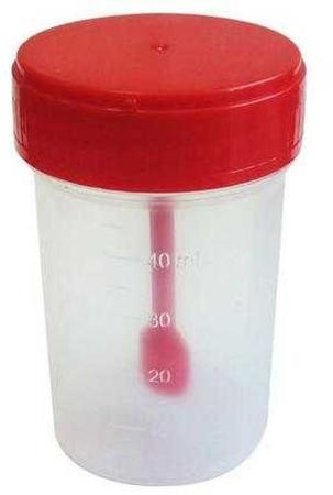 Фото Контейнер полимерный стерильный с крышкой и несъемной ложкой, 60 мл