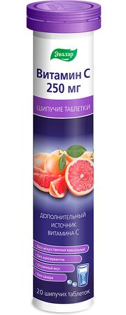 Фото Эвалар Витамин С 250 мг, таблетки шипучие, 20 шт.
