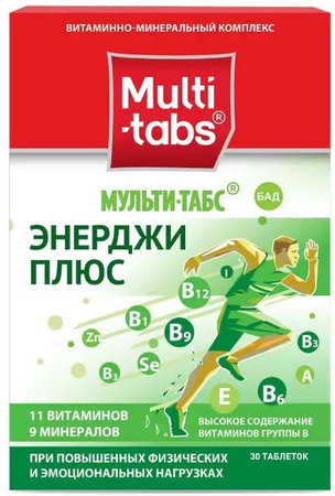 Фото Мульти-табс Энерджи Плюс, таблетки покрыт. плен. об. 1516 мг, 30 шт.