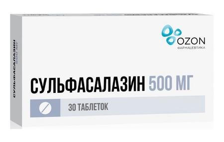 Фото Сульфасалазин, таблетки в пленочной оболочке 500мг, 30 шт.