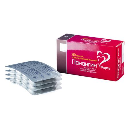 Фото Панангин форте, таблетки покрыт. плен. об. 316 мг+280 мг, 60 шт.